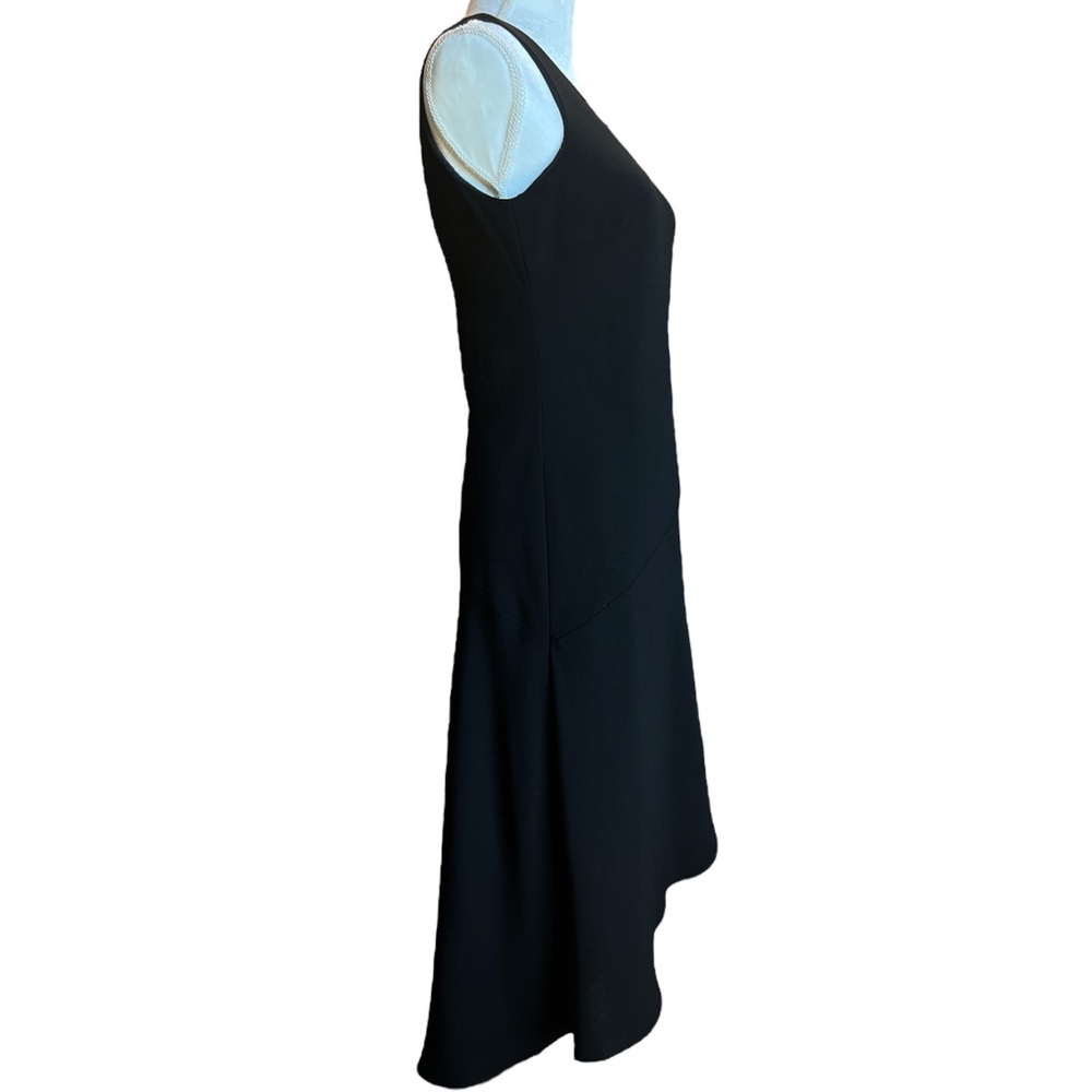Talbots EUC black v neck, body con, layered front, high low dress. Size 6 - Picture 3 of 6
